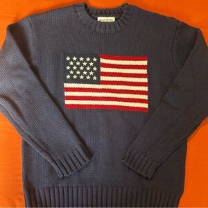 Navy Crewneck Sweater with Flag Design